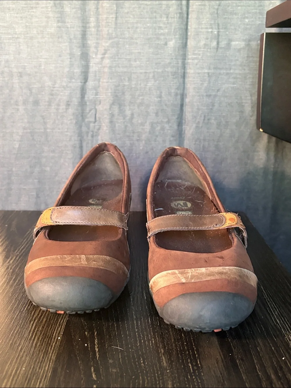 Merrell Brown Mary Jane Casual Flats with Tan Accents